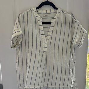 Madewell | White and Blue Striped Blouse